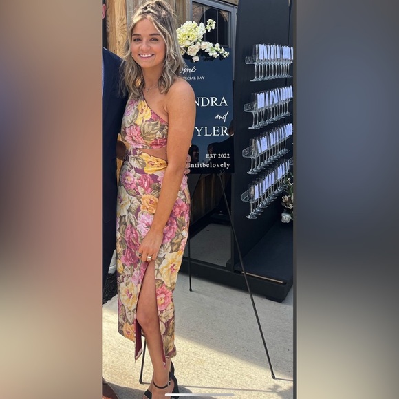 GLAUCUS MIDI DRESS, FLORAL - ONE SHOULDER CUT OUT - Picture 3 of 3